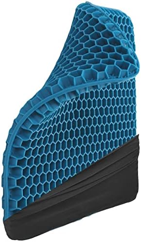 Gel Seat Cushion for Long Sitting - Honeycomb Cooling Pad with 1.2" Inches of Gel Padding & Padded Cover for Driving, Office Chair, Car or Wheelchair - Sciatica, Tailbone and Pressure Relief Pillow