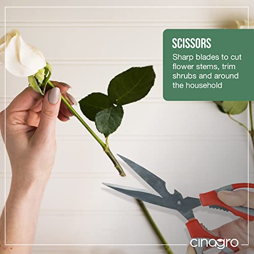 Image of Cinagro (Set of 2) Stainless Steel Gardening Tools, Pack of Pruning Shears /Hand Pruner /Cutter and Gardening Scissors, Sharp Blades for Easy Cutting, Comfortable and Durable (Multicolor)
