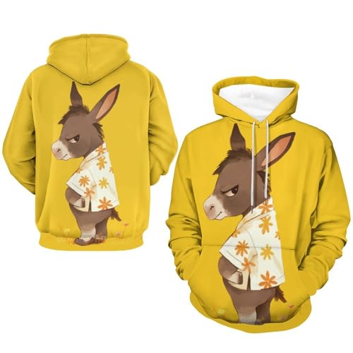Sweatshirt âne mignon dessin animé pull à capuche manches longues S - 7