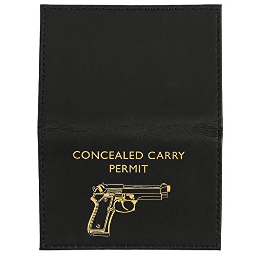 concealed carry permit amp badge holder - security badge organizer amp wallet - black bonded leather 43 x 285 in
