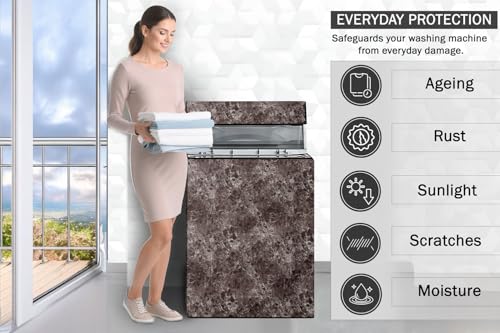 Image of Stylista Top Load Fully Automatic Washing Machine Cover Compatible for IFB 8 kg, 8.5 kg, 9 kg & 9.5 kg, Marble Pattern Brown