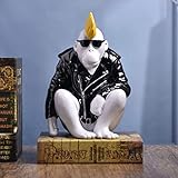 MicDecor - Cool Gorilla Route 66 Souvenir Desk Statue Rock & Roll Bar Statue Home Office Decor Polyr