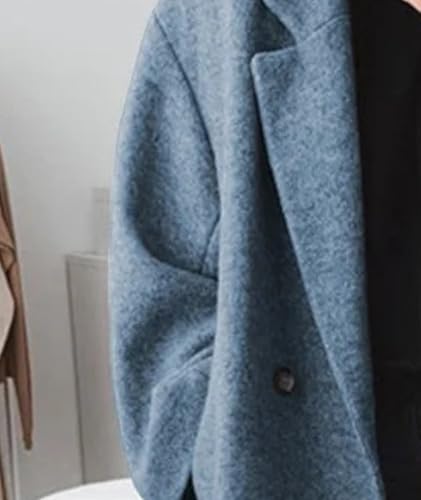 SEMATOMALA Women's Winter Double Breasted Pea Coat Oversized Notch Lapel Long Trench Coat Warm Wool Blend Jackets3