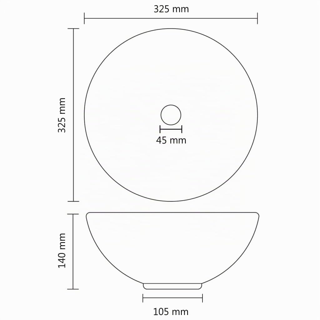 vidaXL Lavabo Rond de Luxe de Salle de Bain Vasque à Poser de Toilette Lave-mains Salle Cosmétique Intérieur Rose Mat 32,5x14 cm Céramique