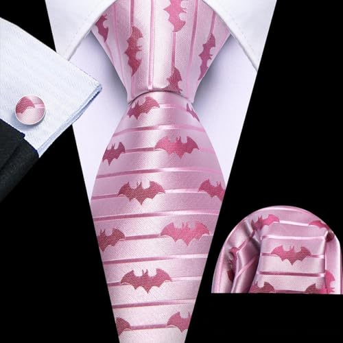 Image of Barry.Wang Man Tie Sets Skull Ties Animal Extra Long Necktie Silk Woven Handkerchief Cufflinks Festival Party Gift