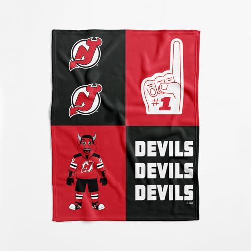 NHL New Jersey Devils Officially Licensed Baby Swaddle Blanket, 40 x 50 in, Soft Lightweight Polyester, Domino Design