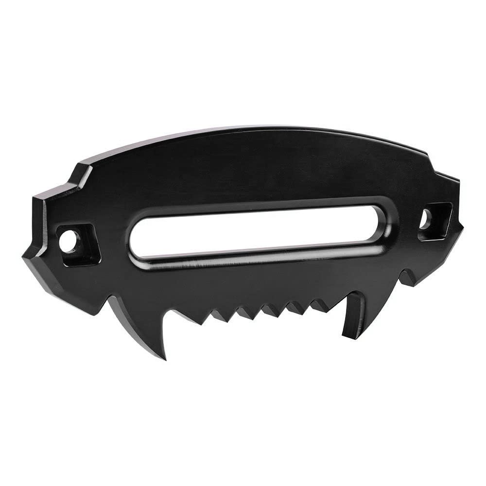 Riloer Trailer Hitch - Off-Road Vehicle Winch Aluminum Guide Port Devil 254mm, Aluminum Hawse Fairlead for Synthetic Winch Rope Auto Parts Winch Cable Roller Fairlead Black