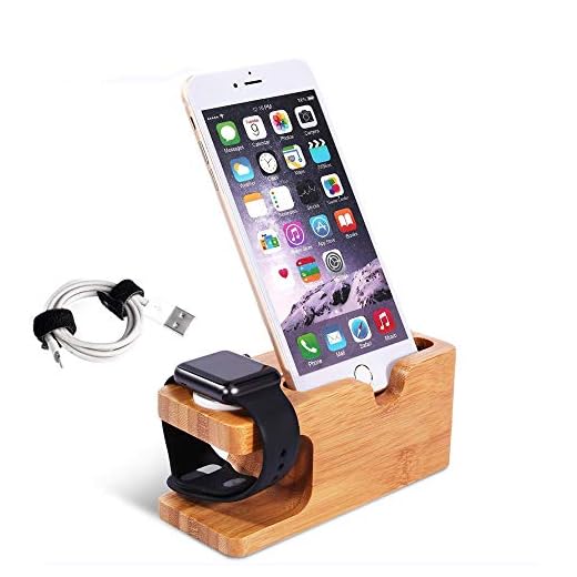 Adurei Apple Watch Stand bambù Legna Charging Stazione Compatibile con iWatch 44/42/40/38mm Serie 5/4/3/2/1 e iPhone11 XS X i8 i7 i6/Plus 5S