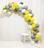 zorpia Balloon Garland Arch Kit 16Ft Long Gray Yellow White Latex Balloons Pack for Baby Shower Weeding Birthday Bachelorette Party Backdrop Background Decorations