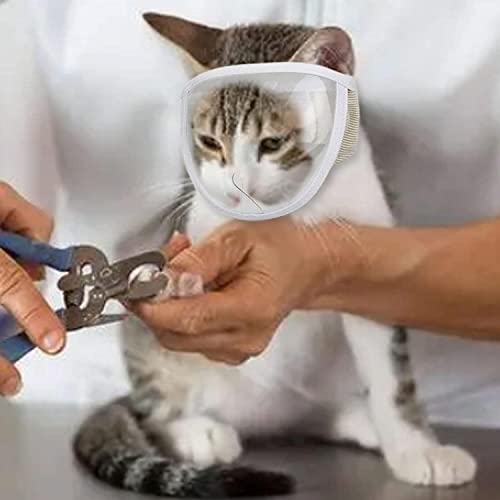zalati Katze Maulkorb Atmungsaktive Mesh Klare Gesichtsmaske Transparenter Gesichtsschutz für Grooming Anti-Beißen Kauen - M Größe