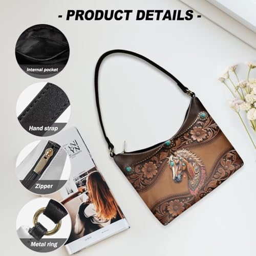 Image of Handbag for Women Leather Underam Shoulder Bag with Zipper Fashion Work Purse Waterproof Travel Wallet