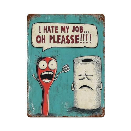 Plaque en métal vintage avec message humoristique pour rire au bureau