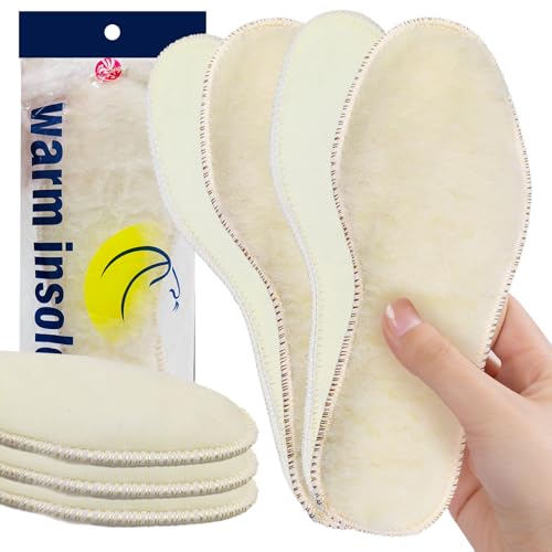 2 Pares Plantillas de Invierno de Lana Suave y Cálida para Hombres y Mujeres - Cordero y Oveja (EU 39/24.5CM)