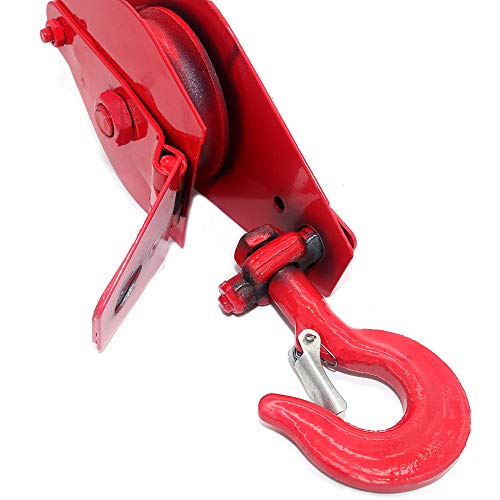 Nuzamas Wire Rope Pulley Block 0.5 Ton (500Kg, 1102Lbs), Heavy Duty Roller Loading Snatch Block With Swivel Hook And Latch, Rope Line Pulling #TOP4