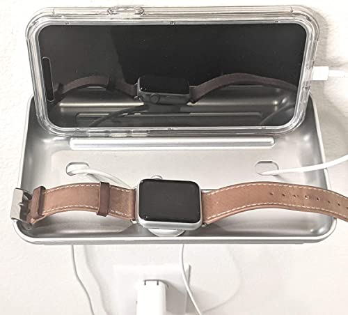 Mclee Creations Wonder Shelf - Small Plastic Wall Mount Floating Shelf For Smartphone & Baby Wipes, Self Adhesive Shelf For Bathroom & Kitchen Decor (1, Silver With Holes) #TOP2