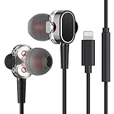 FAPO Lightning Earbuds, Quad Drivers in-Ear Earphones with Microphone and Volume Control, MFi Certified, Wired Noise Isolation Headphones for iPhone 13 iPhone 12 11 XR XS 8P 7P -All iOS System (Black)