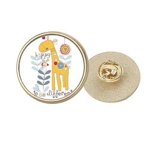 Broche girafe jaune et métal doré rond le cadeau idéal pour femme