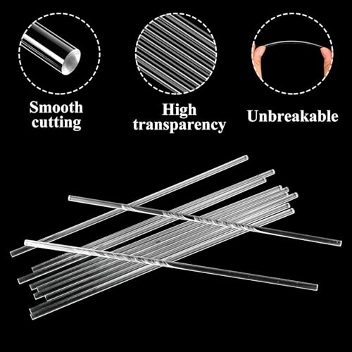 GBACHOOSE 36 Stück Acrylstäbe Rundstab 6x300MM, Acryl Rundstab, Acrylstab Transparent Kunststoff rundstab für Garten Dekorationen, Acryl-Lutscherstäbchen，Architektonisches Handwerk Wiederverwendbare
