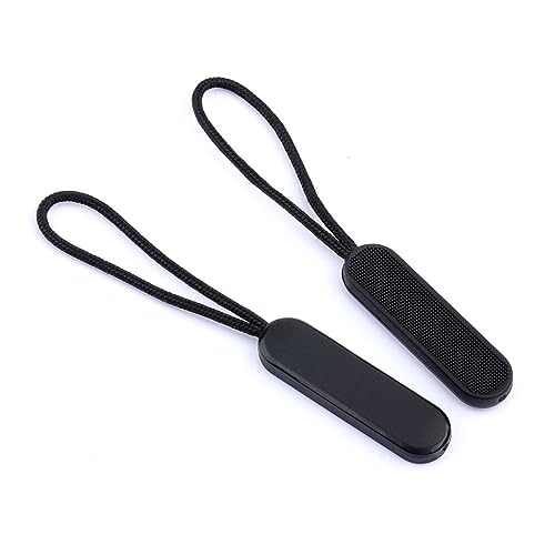 Uonlytech 20 Pcs Oval Zipper Pulls Durable Zipper Pull Rope Fixers Black Molded Sliders for Bags Jackets Luggage and DIY Accessories Easy Installation for Repair and Replacement