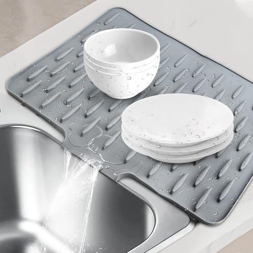 Alfombra Escurreplatos,40x33.5cm Alfombrilla Fregadero Cocina,Tapis en Silicone pour sécher la Vaisselle,Alfombrilla Escurreplatos Plegable,Alfombrilla Escurreplatos para Cocina,Mesa,Vajilla