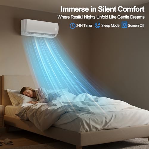 Image of 12000 BTU Mini Split AC /Heating System,19 SEER2 110 /120V Energy Efficient Ductless Inverter System,Cools Up to 750 Sq.Ft with Pre-Charged Condenser,Heat Pump & Installation Kits