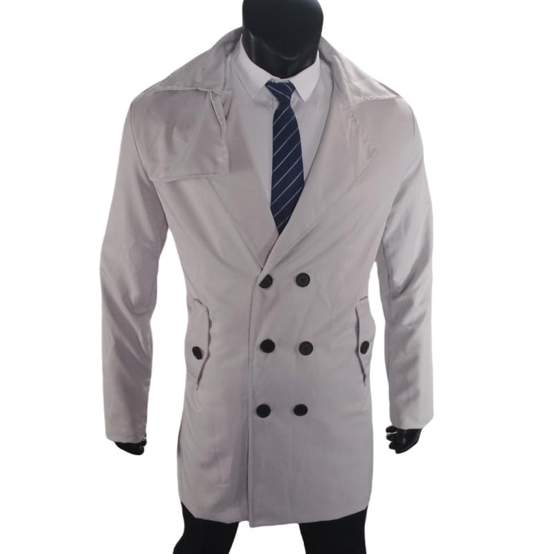 Mens Trench Coat Notched Lapel Double Breasted Long Jacket Windbreaker Overcoat Pea Coat Business Winter Long Overcoat2
