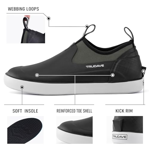 Deck Boots for Men, Waterproof Rubber Fishing Rain Boots, 4.5mm Neoprene Anti-Slip Short Ankle Shoes for Work Fishing Gardening Yard, Size 6-133