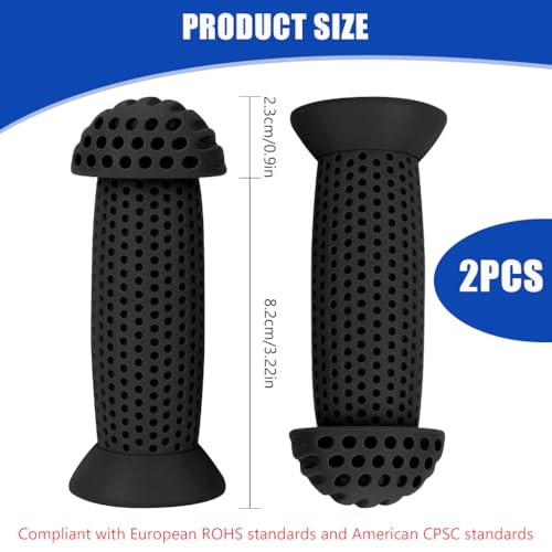 Image of Proberos Bike Handle Grips, 3.9 inches Soft Silicone Grip, Porous Silicone Anti-Slip Grip Universal Children's Bicycle Grips for Scooter, Tricycle, Children's Balance Bike (Black)