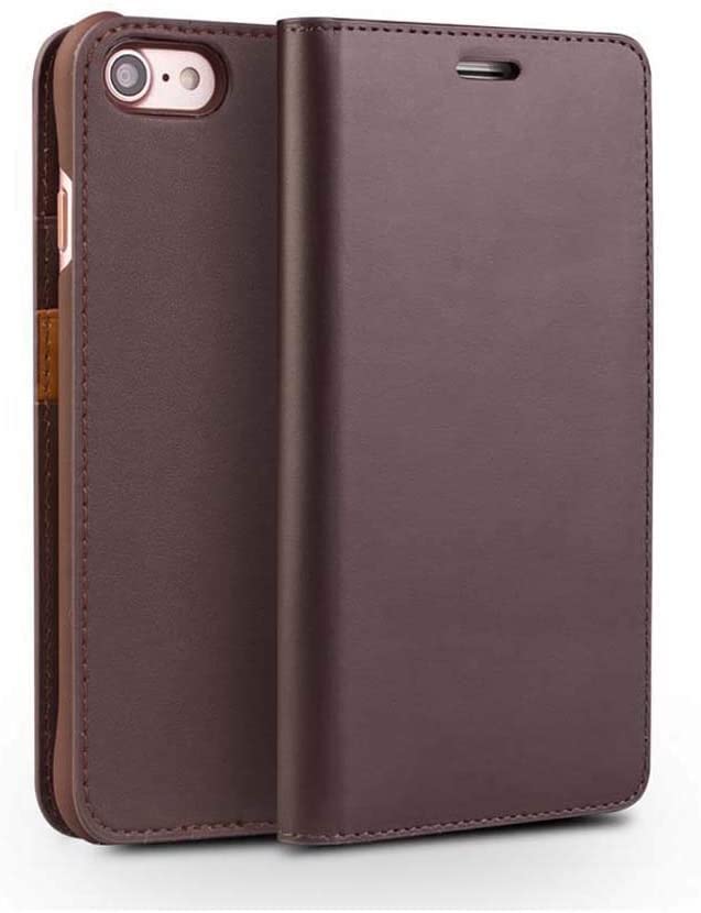 Étui portefeuille en cuir véritable iPhone SE 2020 antichoc