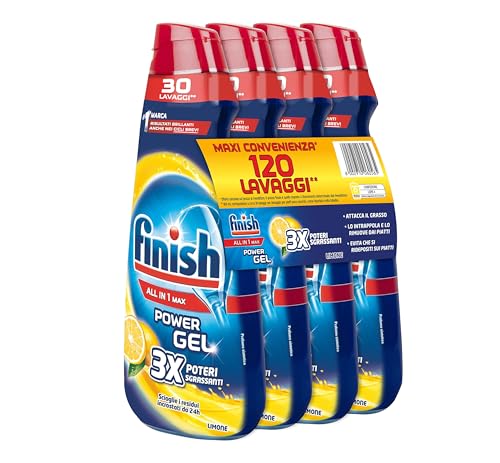 Finish Powergel Flüssigwaschmittel für die Spülmaschine, multifunktional, entfettende Wirkung, Zitronengel, 120 Waschgänge… – Ansicht 4