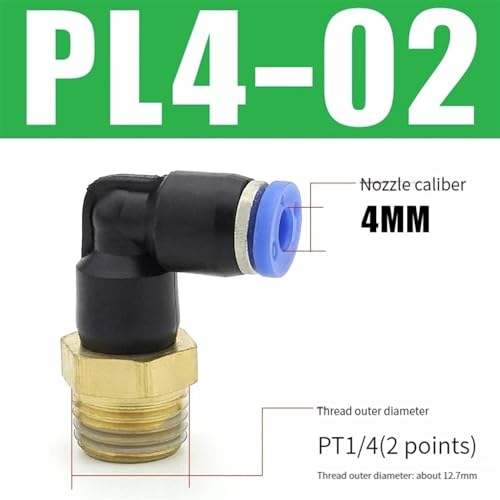 Conector neumático en L PL4-02 para tubo de 4mm y rosca BSPT de 1/4 2