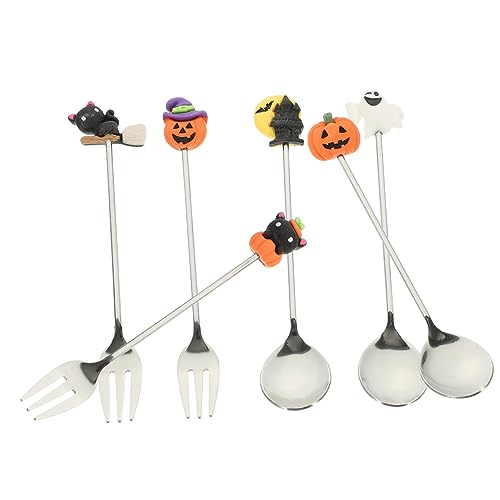 SEWACC 1 セット クリエイティブなハロウィーン食器セット ハロウィンデザートスプーン ハロウィンデザートケーキスプーン キッチンスプーン ハロウィンカトラリーセット かき混ぜるスプーン