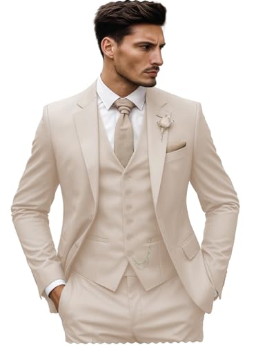 Men's Normal Suits Slim Fit 3 Piece Tuxedos Prom Tuxedos Blazer+Vest+Trousers Wedding Groomsmen2