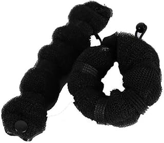 Hair Bun Maker, 2pcs French Wrap Hair Styling Tool, Hair Twist Ring, Bun Shaper, Hair Curler, Hair Accessories (Black, Big and Small)