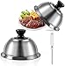 Produktbild ILUBUTO 2 Stück Burgercover 16 x 9 cm Edelstahl Burgerhauben Burgerglocken mit Verbrühungsschutzgriff, Schmelzglocke für Cheeseburger Barbecue Steak - Schmelz und Abdeckhaube für Grill und Teppanyaki