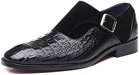 Men's Dress Loafer Shoes Monk Strap Plain Toe Slip On Loafers Fashion Formal Business Dress Shoes Black 5.5 US | Image 1