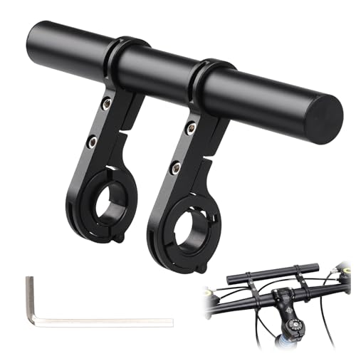 20cm Extension de Guidon de Vélo en Aluminium, Extenseur de Guidon pour 25,4mm-31,8mm, Support de Vélo avec Double Tige, Rallonge Extender Bar avec Clé Hex,...