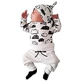 Raptop Newborn Infant Baby Girl Boy Cloud Print T Shirt Tops+Pants Outfits Clothes Set (0/3 Month, White)