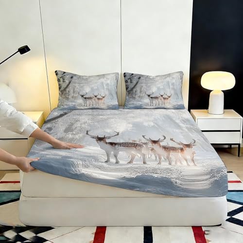 Drap-housse microfibre 3D cerf de forêt de qualité supérieure