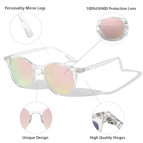 Image of Small Round Polarized Sunglasses for Women Men Compact Vintage Style UV400 Protection Classic Lightweight