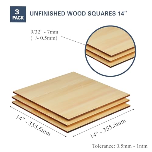 Artificer SD-CRAFTSMAN-007-B Pine Plywood Sheets, 14X14 Inch 3 Pack 7 Mm Thick Unfinished Wood Squares Boards thumb #4
