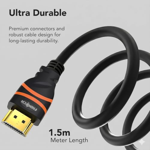 Image of FRONTECH High-Speed HDMI 2.0 Male to Male Cable, 1.5m, 4K @ 60Hz, 18Gbps, Gold-Plated Connectors, HDR Ready, ARC Support, 1 Year Warranty (NC-0065)