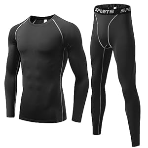 Sillictor Mens Thermal Underwear Sets Top and Bottoms Quick Dry Compression Base Layer Mens UPF 50+ Thermals Underlayer for Ski Football Golf Cycling Hiking,Moisture Wicking Muscle Support