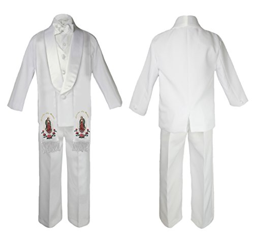 Image of Baby Boy Communion Shawl Lapel Jacket Suit Gold Guadalupe on Stole SM-20