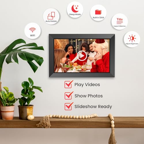 Frameo Digital Photo Frame-10.1" WiFi Digital Picture Frame IPS Touchscreen 1280 * 800, Built-in 32GB Storage Electronic Photo Frame, Auto-Rotation, Share Photo or Video Instantly via Frameo APP - Image 6