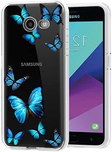 Tothedu Case for Galaxy J3 Prime/J3 Emerge/Express Prime 2/Amp Prime 2/J3 Mission/J3 Eclipse/J3 Luna Pro Case,Clear Slim Soft TPU Back Phone Protective Cover Case for Samsung Galaxy J3 2017(butterfly)