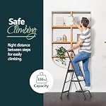 WOA WOA 3 Échelle d'étape, Échelles pour la maison, Pédales antidérapantes, Tabouret en aluminium pliable, Légèreté à déplacer, Facilité de stockage, Reach 8ft pour bibliothèque de cuisine de placard, tenir 300lbs - noir