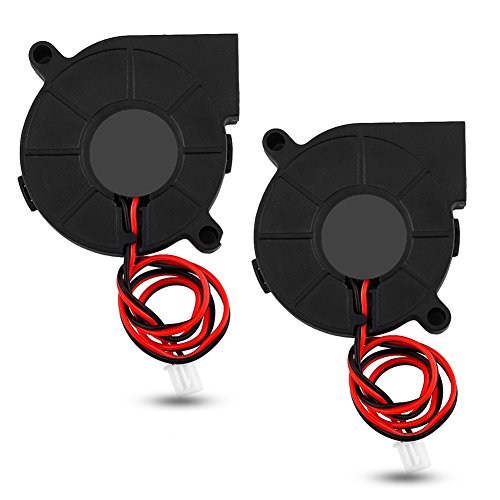 Yosoo 2Pcs DC 12 / 24V 5015mm Blow Radial Cooling Fan Turbofan Cooler Heatsinks Humidifier Kit Accessories Replacement for 3D Printer RepRap (24V)