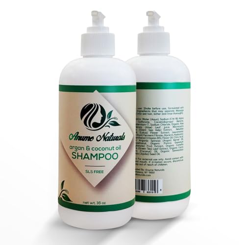 Anume Naturals Argan Oil & Coconut Oil Shampoo – SLS-Free Hair Cleanser with Aloe, Hyaluronic Acid...