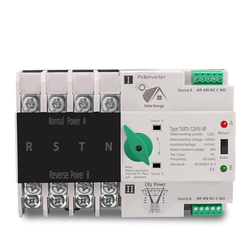 Onduleur photovoltaïque inverseur de source automatique rail DIN triphasé 4P 63A